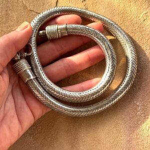 HEAVY Silver Statement Snake Chain Necklace Rare ~ Thick Rope 264 Grams / 9.3 oz